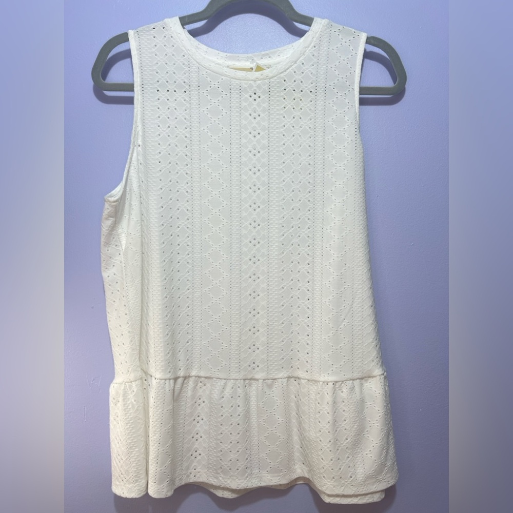 MICHAEL Michael Kors White Sleeveless Eyelet Blouse - Size Large